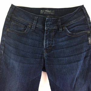 Silver Dark Wash Straight Leg Blue Jeans Sz 27